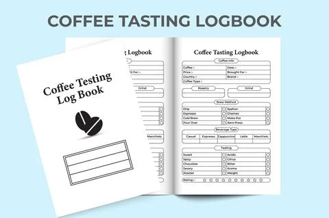 Coffee information log book KDP interior. Coffee taste and beverage type trac Stock Illustration