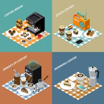Coffee Isometric Design Concept Illustrazione stock