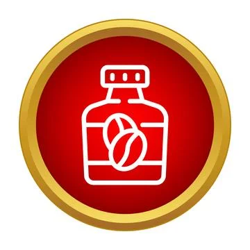 Coffee jar with beans inside red button Illustrazione stock
