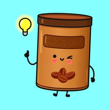 Coffee jar character having a creative idea Stock Illustration