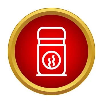 Coffee jar with steam icon red button Stock Illustration