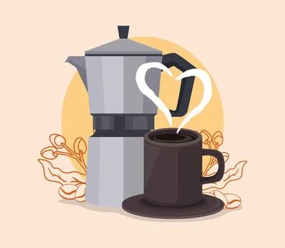 Coffee kettle and mug Stock Illustration