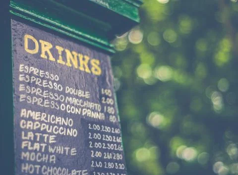 Coffee Kiosk Menu Stock Photos