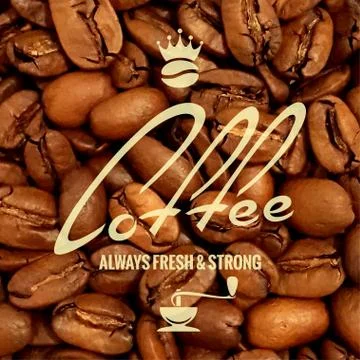 Coffee label design beans background Stock Illustration