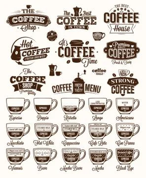 Coffee Label, logo and menu Stock Illustration