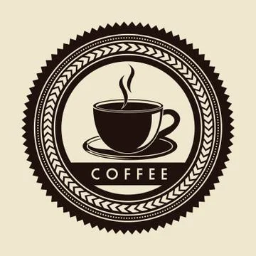 Coffee label over beige background. vector illustration Stock Illustration