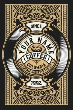 Coffee label for packing. Vector layered Stock Illustration