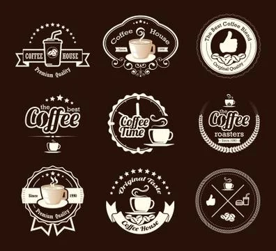 Coffee labels collections Stock Illustration