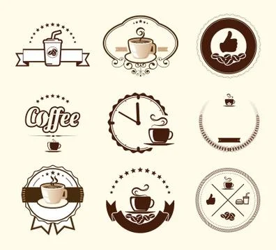 Coffee labels collections Stock Illustration