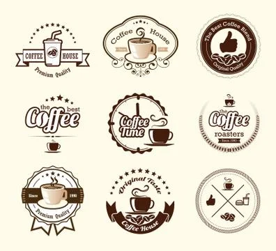 Coffee labels collections Stock Illustration
