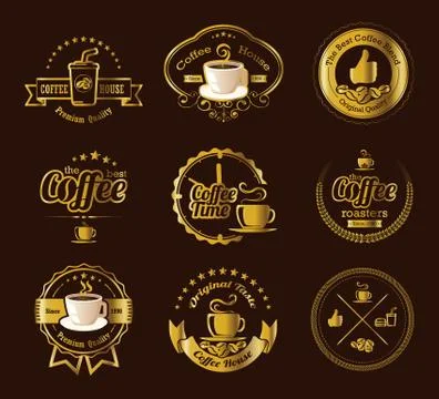 Coffee labels collections Stock Illustration