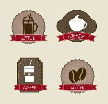 Coffee labels isolated over beige background. vector Illustrazione stock