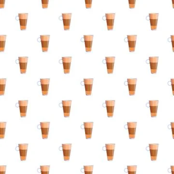 Coffee latte cups pattern seamless background illustration Stock Illustration