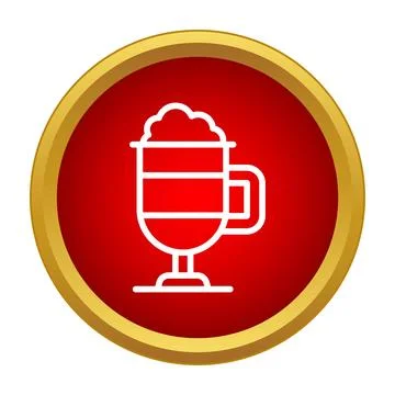 Coffee latte drink icon on red button Stock Illustration