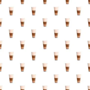Coffee latte glasses seamless pattern on white background Illustrazione stock