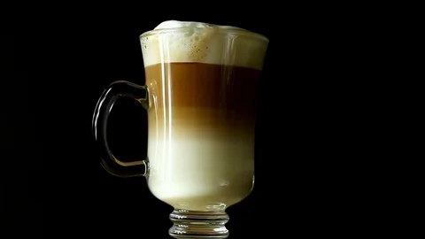 Coffee Latte Macchiato Rotating Shallow Depth Of Field Stock Footage 72095983