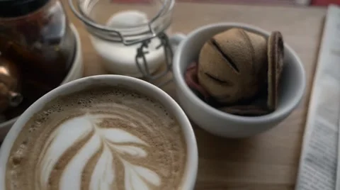 Coffee Latte on table Stockbeeldmateriaal 69024288