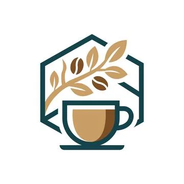 Coffee Leaf Logo Design for Organic Cafe and Nature Brand Stock Illustration