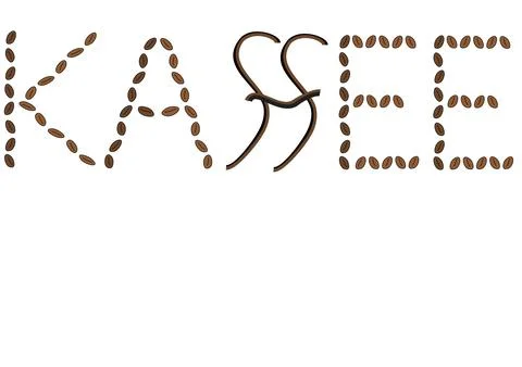 Coffee, letters in coffee bean shape, white background, illustration Stock Illustration