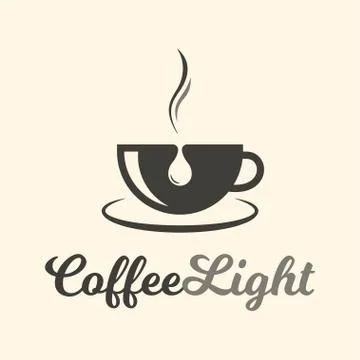 Coffee light logo. Coffee cup with milk drop Stock Illustration