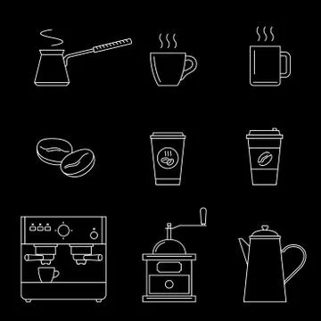 Coffee line icons Stock Illustration
