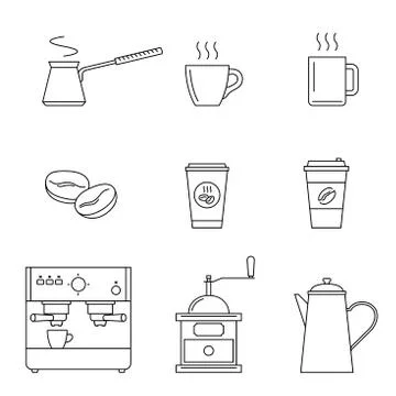 Coffee line icons Stock Illustration
