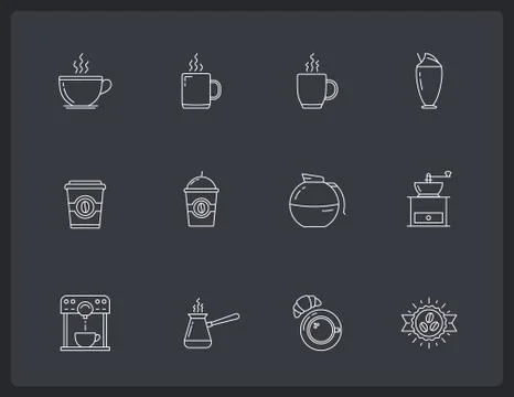 Coffee Line Icons Illustrazione stock