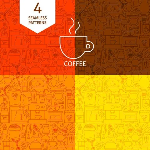 Coffee Line Patterns Stock Illustration