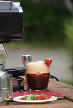 Coffee with liquid on the table Stock Photos