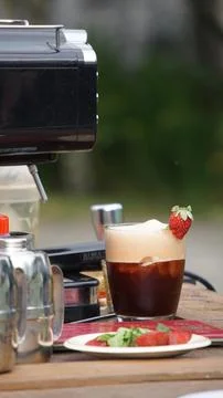 Coffee with liquid on the table Stock Photos
