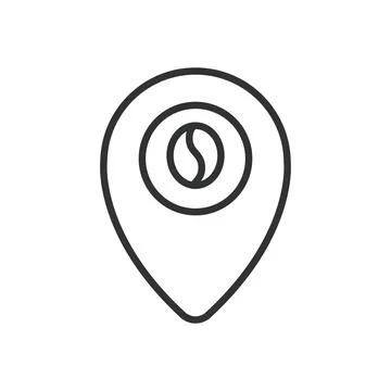 Coffee location icon in line design. coffee shop map pin cafe place navigation Stock Illustration