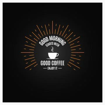 Coffee logo. Coffee cup vinge label on black background Stock Illustration