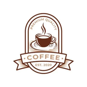 Coffee Logo design vector illustration. Retro Vintage Coffee Logo vector desi Ilustração Stock