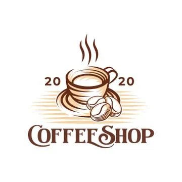 Coffee Logo design vector illustration. Vintage Coffee Logo vector design con Stock Illustration