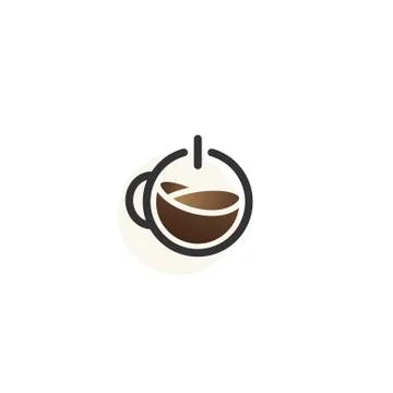 Coffee logo flat design power on Stock Illustration