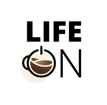 Coffee logo flat design power on Stock Illustration