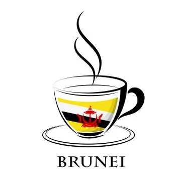 Coffee logo made from the flag of brunei Stock Illustration