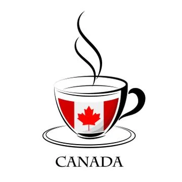 Coffee logo made from the flag of Canada Stock Illustration