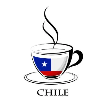 Coffee logo made from the flag of Chile Stock Illustration