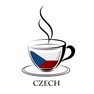Coffee logo made from the flag of Czech Stock Illustration