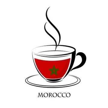 Coffee logo made from the flag of Morocco Stock Illustration