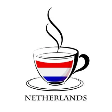 Coffee logo made from the flag of Netherlands Stock Illustration