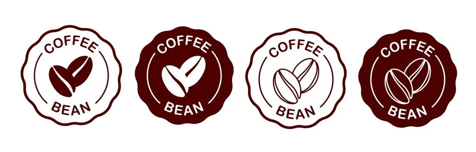 Coffee Logo Set Featuring Beans for Cafes and Coffeehouses. Vector illustration Stock Illustration