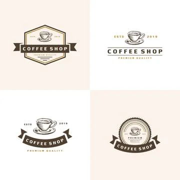 Coffee logo - vector illustration, emblem set design Illustrazione stock