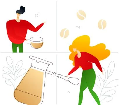 Coffee lovers - flat design style colorful illustration Stock Illustration