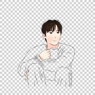 Coffee-Loving Guy with a Cup Stock Illustration