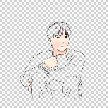 Coffee-Loving Guy with a Cup Stock Illustration
