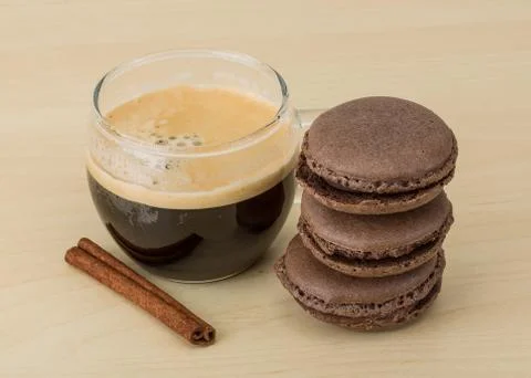 Coffee with macaroons Stock Photos