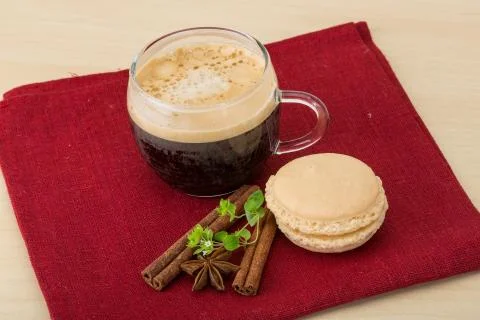 Coffee with macaroons Stock Photos