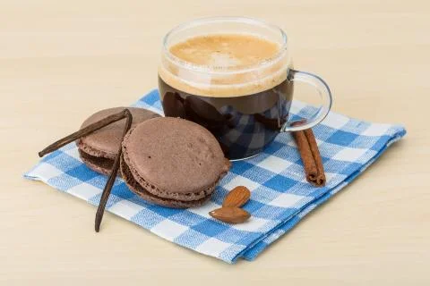 Coffee with macaroons Stock Photos